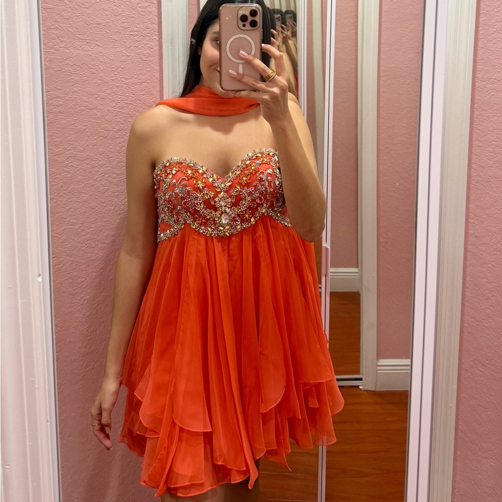 Sherri Hill Beaded Strapless Cocktail Dress